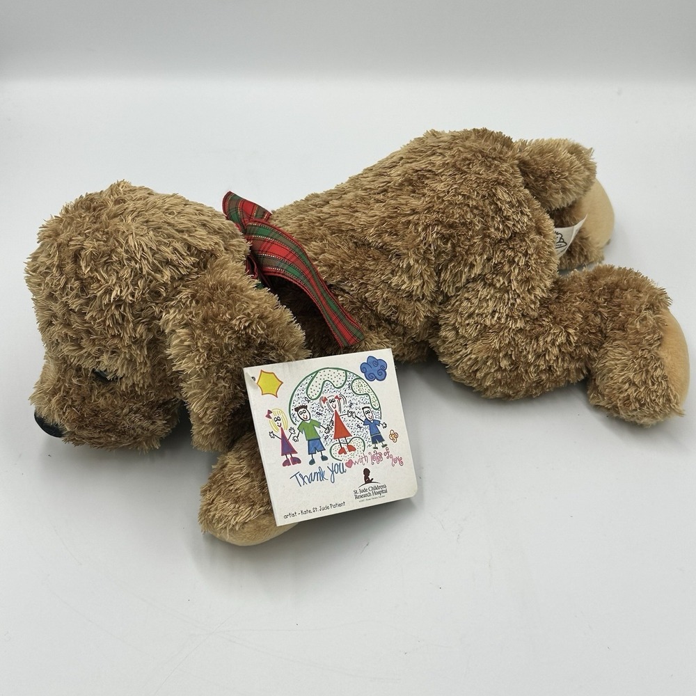 Princess Soft Toys Duncan Dog Puppy Plush Stuff Animal 2003 Red Green Plaid Bow